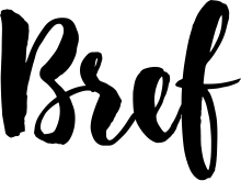 Logo Bref : lettres stylisées noires sur fond blanc.