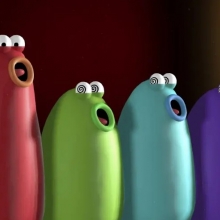 Des petites créatures colorées chantant un opéra