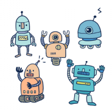 Illustration mettant en scène plusieurs robots.
