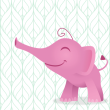 Un éléphanteau rose souriant