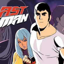 Affiche de la saison 1 de LastMan. On y voit un montage des principaux personnages et le logo de la série